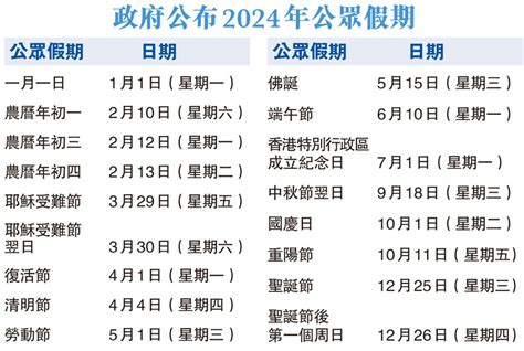 2024香港|GovHK 香港政府一站通：2024年公眾假期